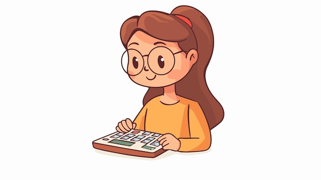 Vector professional cartoon vector illustration of a woman with calculator