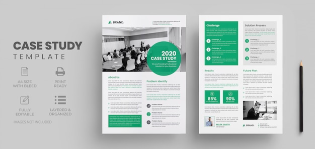 Professional case study template with flyer design