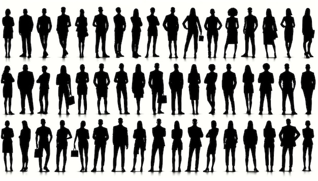 Professional and Casual Poses of Silhouetted Figures