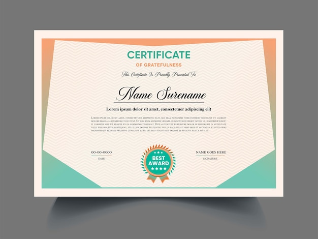 Professional Certificate of Appreciation template design sample diploma certificate illustration