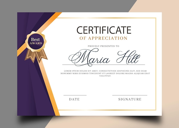 Vector professional certificate award template editable