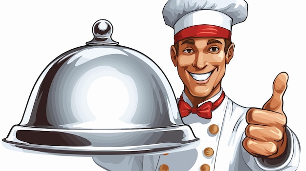 Professional Chef Holding Silver Plate Platter Domed Cloche