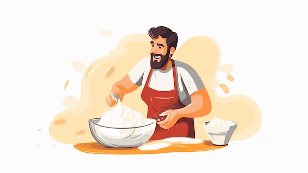 Professional Chef Whisking Dough in Kitchen Bakery Setting