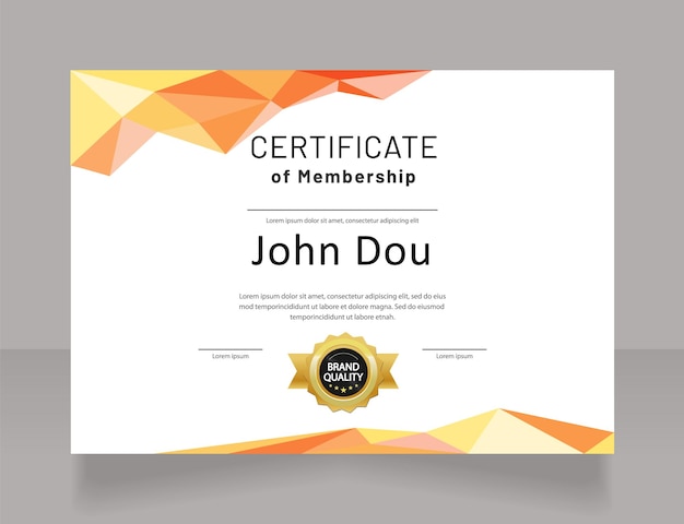 Professional class membership certificate design template Vector diploma with customized copyspace and borders Printable document for awards and recognition Barlow Regular Bold fonts used