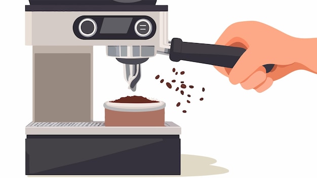 Vector professional closeup of person scooping ground coffee stock photo