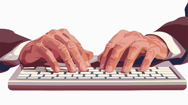 Vector professional closeup of typing male hands vector illustration