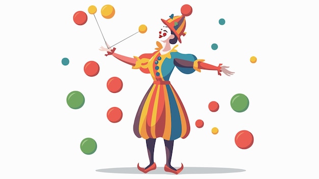 Vector professional clown juggling woman vector illustration