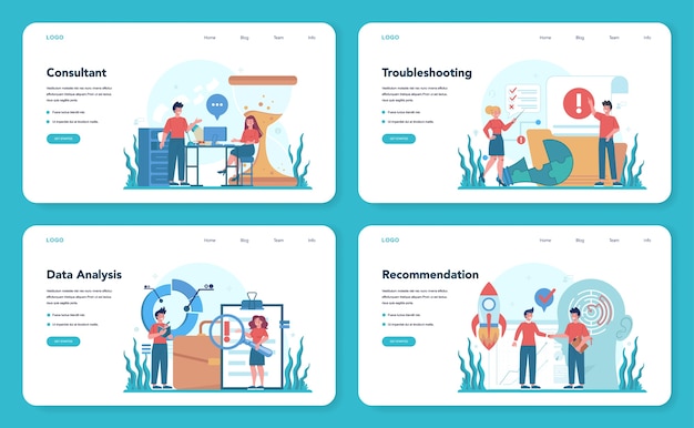 Professional consulting web banner or landing page set