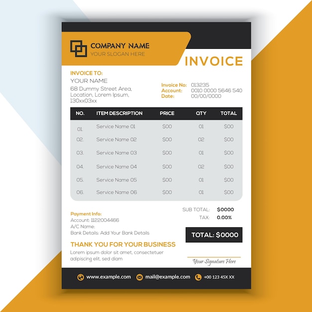 Vector professional corporate business invoice template design elegant business stationery design