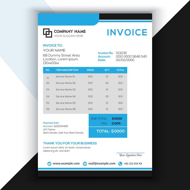 Vector professional corporate business invoice template design elegant business stationery design