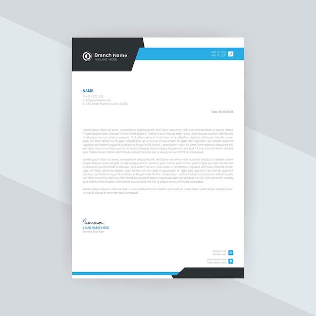 Professional Corporate Business Letterhead Design Template Premium vector