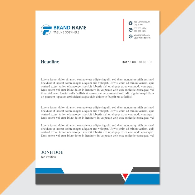 Professional corporate business letterhead vector template. Simple and clean print ready design.