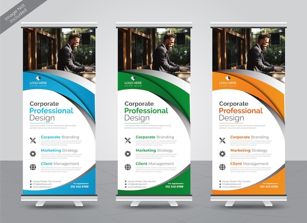 Professional corporate colorful roll up banner design template