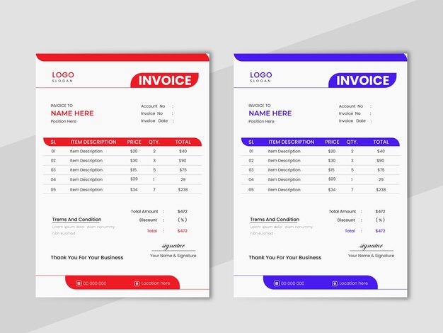 Vector professional corporate invoice template