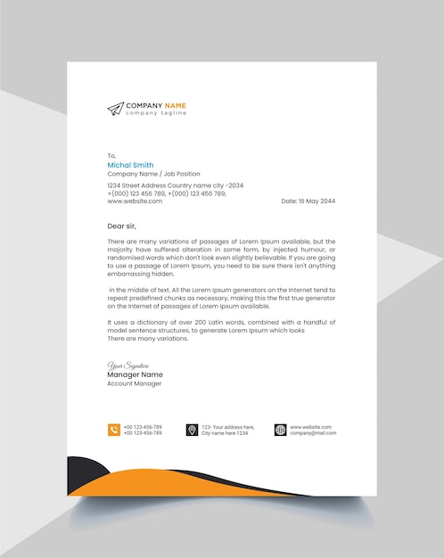 Professional and corporate letterhead template Premium Vector