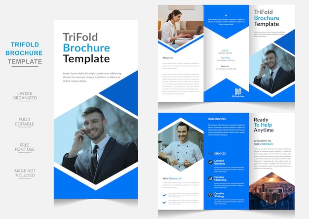 Professional Corporate modern business trifold brochure design editable template