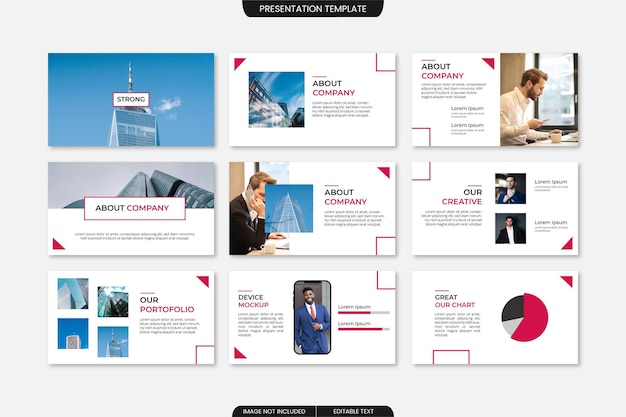 Professional corporate presentation slide template set minimalist