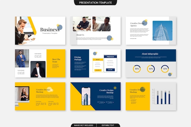 Professional corporate presentation slide template set minimalist