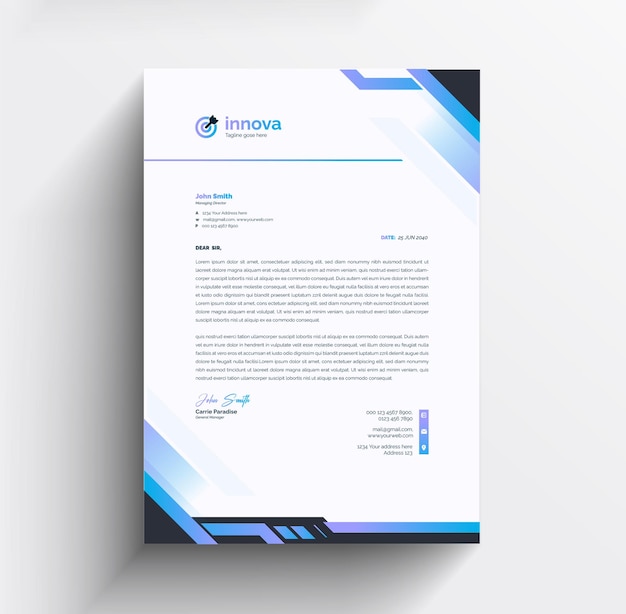 Professional creative abstract letterhead template design for your business