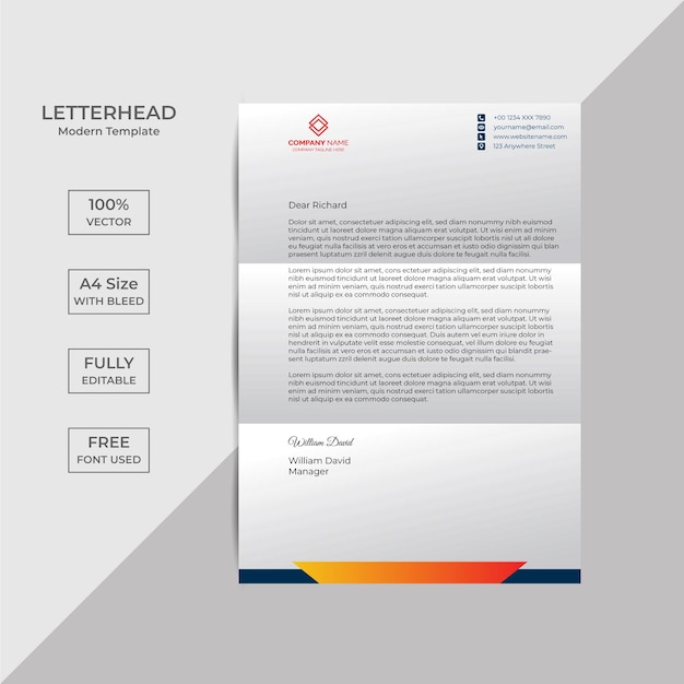 Professional creative letterhead template design with Free Vector