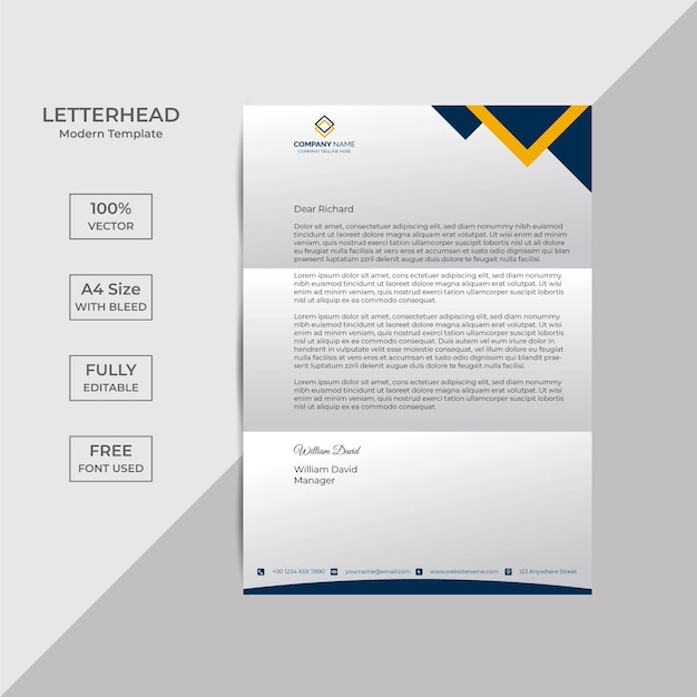 Professional creative letterhead template design with Free Vector