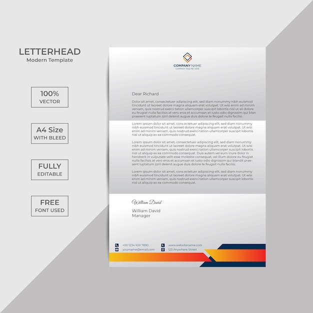 Professional creative letterhead template design with Free Vector