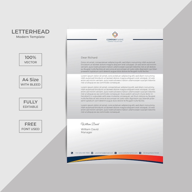 Professional creative letterhead template design with Free Vector