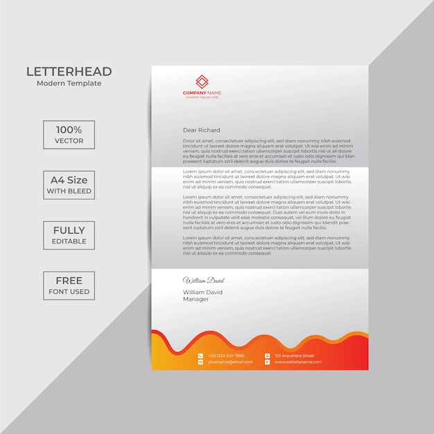 Professional creative letterhead template design for your business with Free Vector