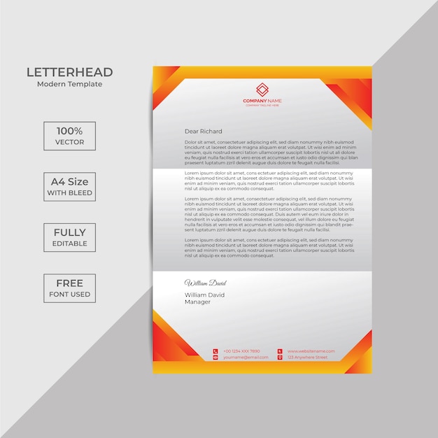 Professional creative letterhead template design for your business with Free Vector