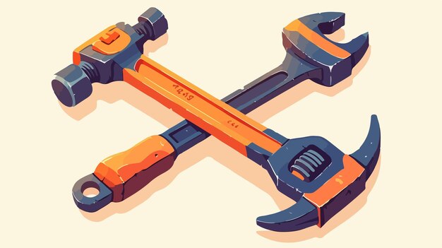 Vector professional crossed wrench and hammer vector illustration