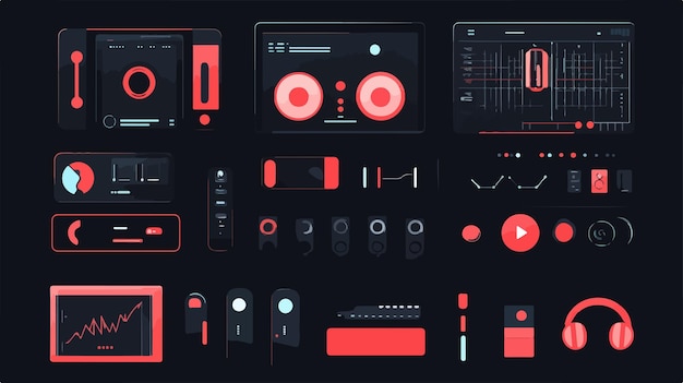 Vector professional dark user interface collection images