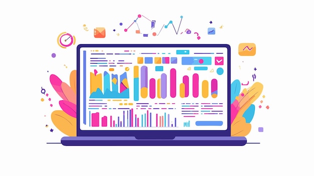 Professional Data and Information Displayed on Laptop Screen