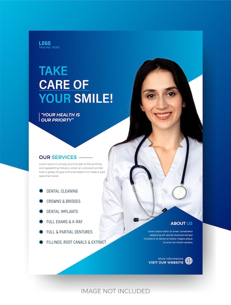 professional dental post Dental care flyer or medical flyer design