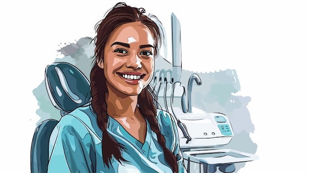 Vector professional dental worker portrait with dentist or assistant