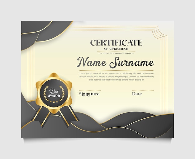 Professional diploma certificate and corporate certificate template in premium style