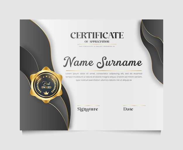 Professional diploma certificate and corporate certificate template in premium style