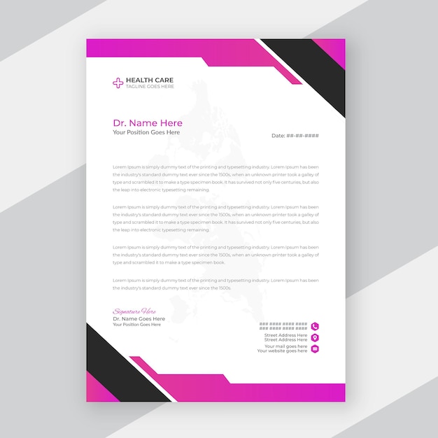 Professional doctor business medical service office letterhead template