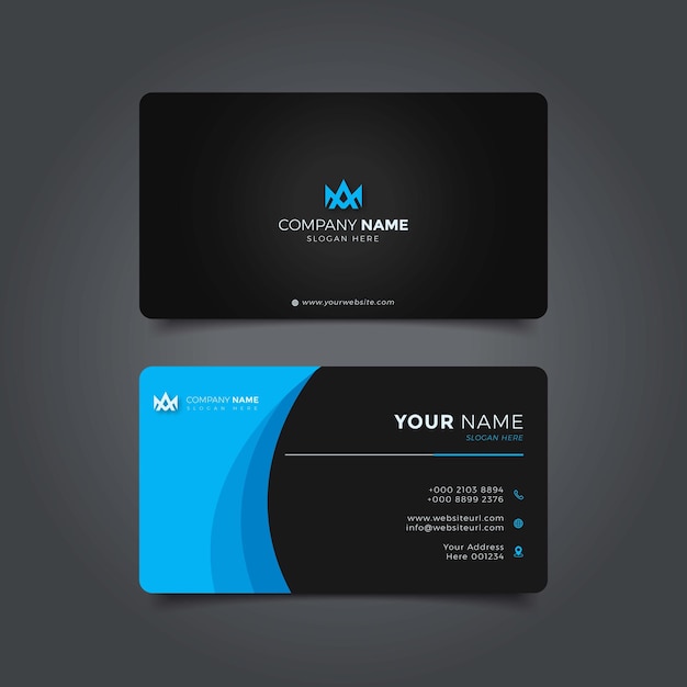 Professional Elegant blue and black background Business Card Design