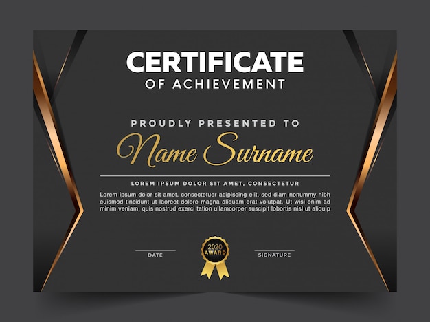 Professional elegant blue and gold diploma and certificate template 