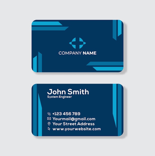 Professional elegant blue modern business card design template