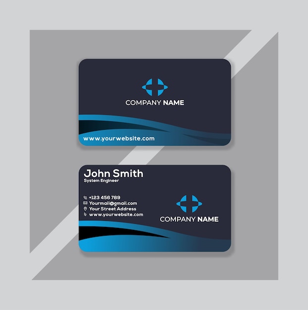 Professional elegant blue modern business card design template