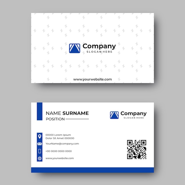 Professional elegant blue and white modern business card design template