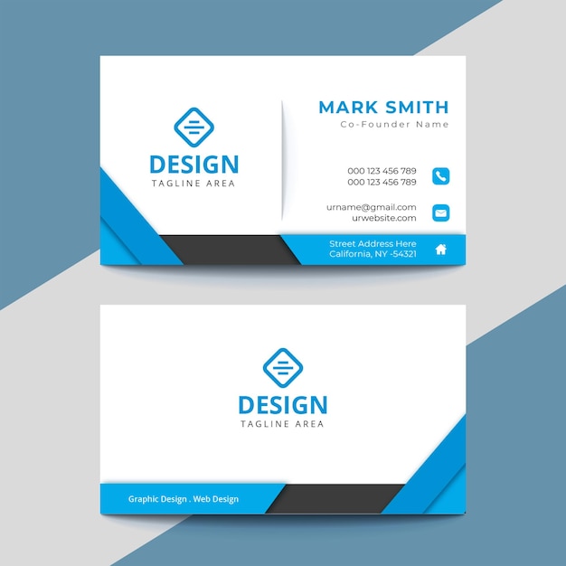 Professional elegant blue and white modern business card design