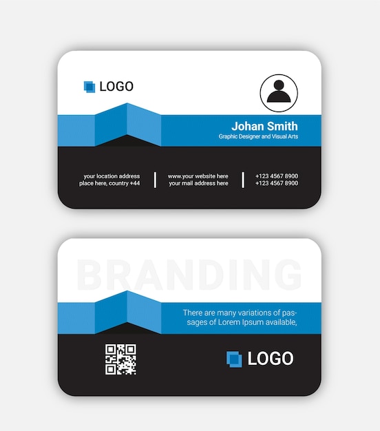 Professional elegant blue and white set of modern business card design template