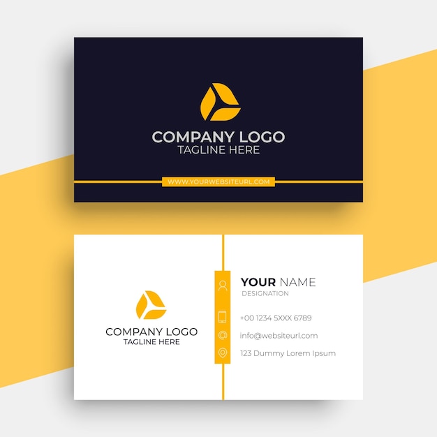 Professional elegant luxury yellow and white modern business card design template