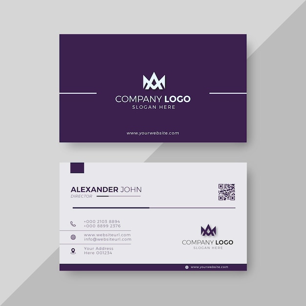 Professional Elegant purple and white Modern Business Card Design Template