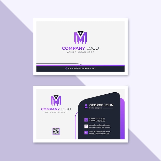 Professional elegant purple and white modern business card design