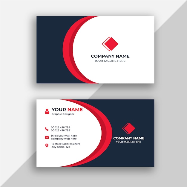 Professional elegant red and white business card design template