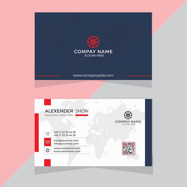 Professional elegant red and white corporate business card design template Premium Vector