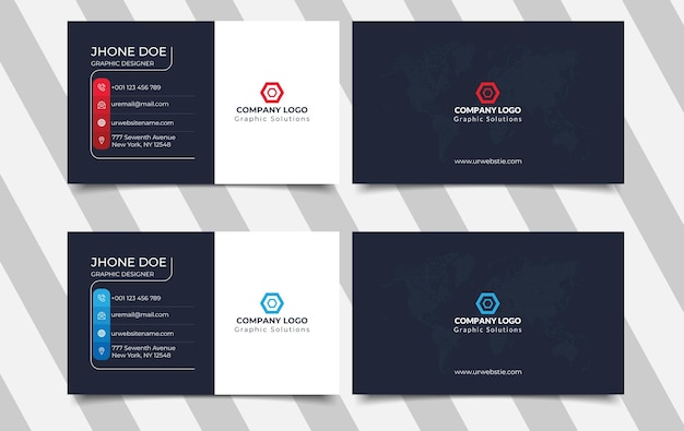 Professional elegant red and white modern business card design template